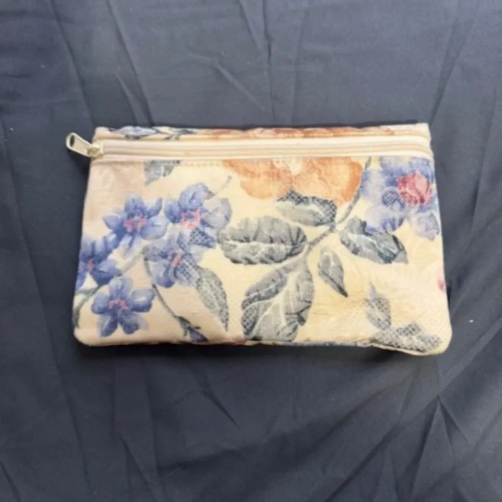 Vintage Floral Makeup Bag Cosmetic Bag with Zipper Tapestry Pattern